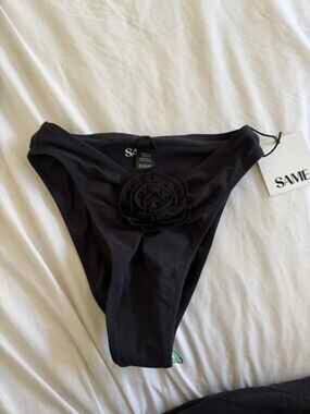 SAME Black Rosette Bikini Bottoms, Size Small — Bottoms Only